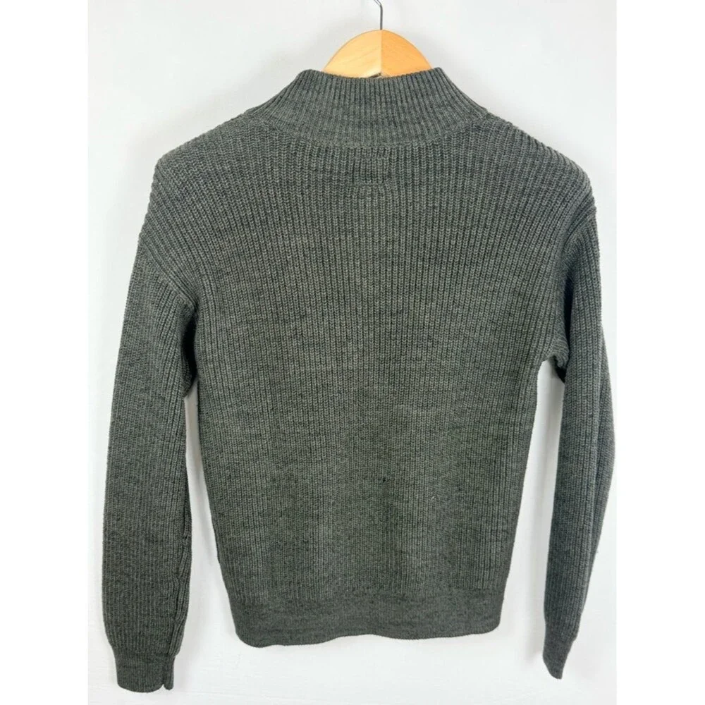 GAP Kids XL Ribbed Quarter Zip Sweater Green Pullover Cotton Blend 12 Mock Neck